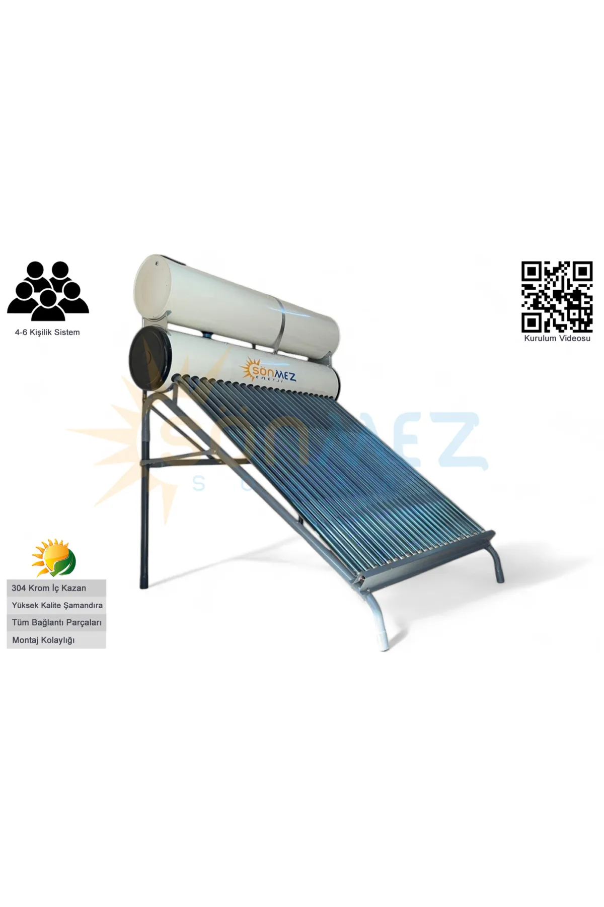Sönmez Solar Enerji 24x Vakum Tüplü Güneş Enerji Sıcak Su Sistemi (İZOLASYONLU)