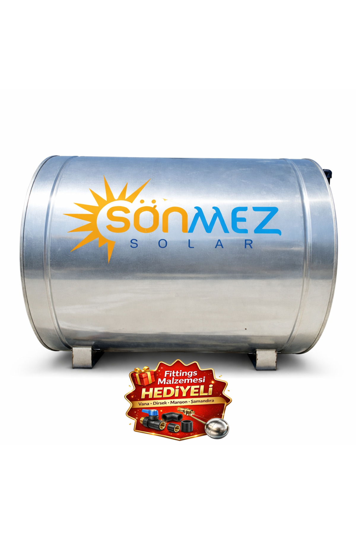 SÖNMEZ Solar Silindirik Galvaniz 500 LT Soğuk Su Deposu (Güneş Enerjisine UYUMLU)