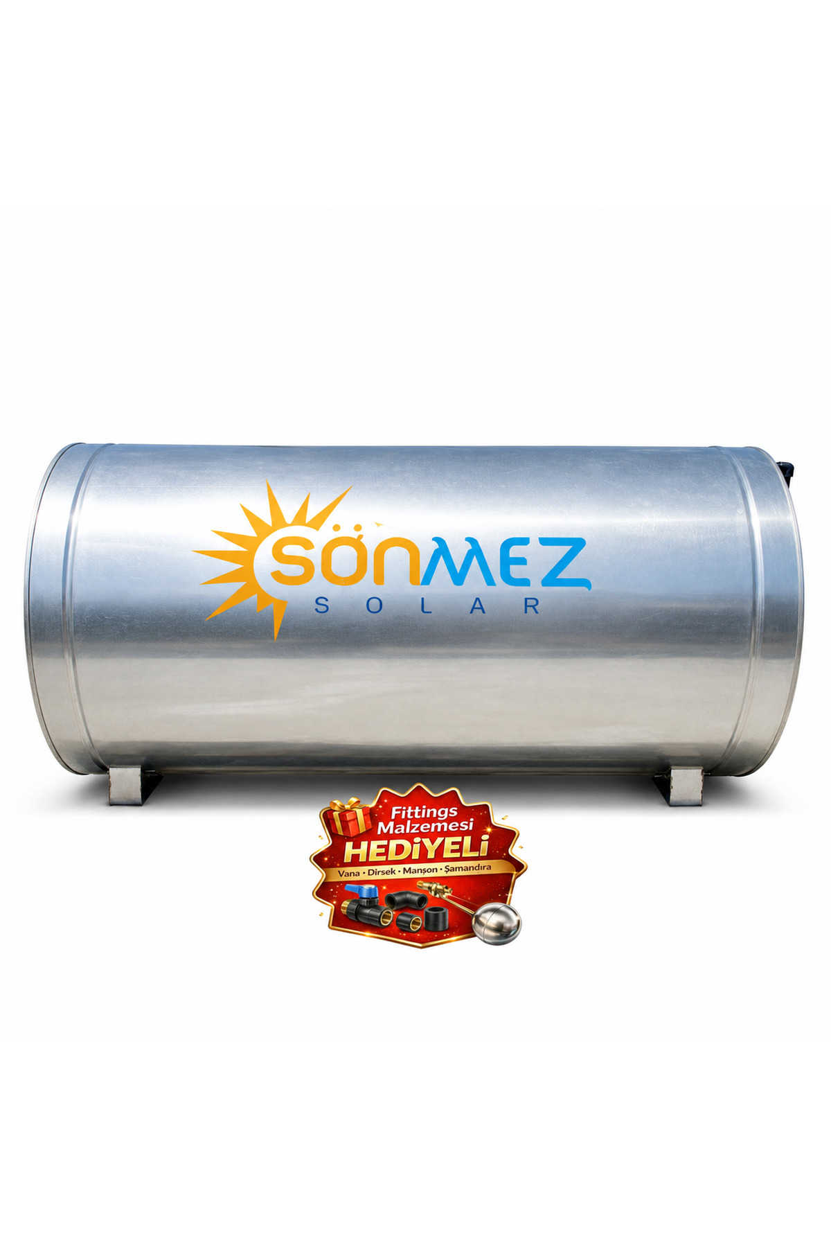 SÖNMEZ Solar Silindirik Galvaniz 1500 LT Soğuk Su Deposu (Güneş Enerjisine UYUMLU)