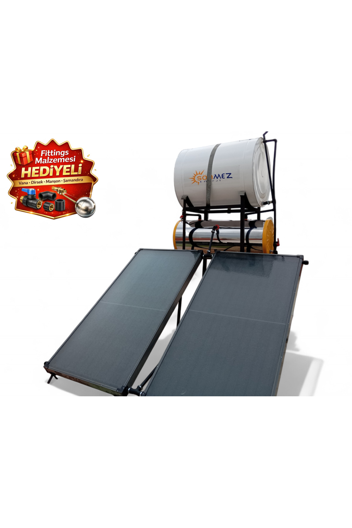 SÖNMEZ Solar Krom Basınçlı 2 Kollektörlü Güneş Enerjili Su Isıtma Sistemi (KAPALI DEVRE BASINÇLI)