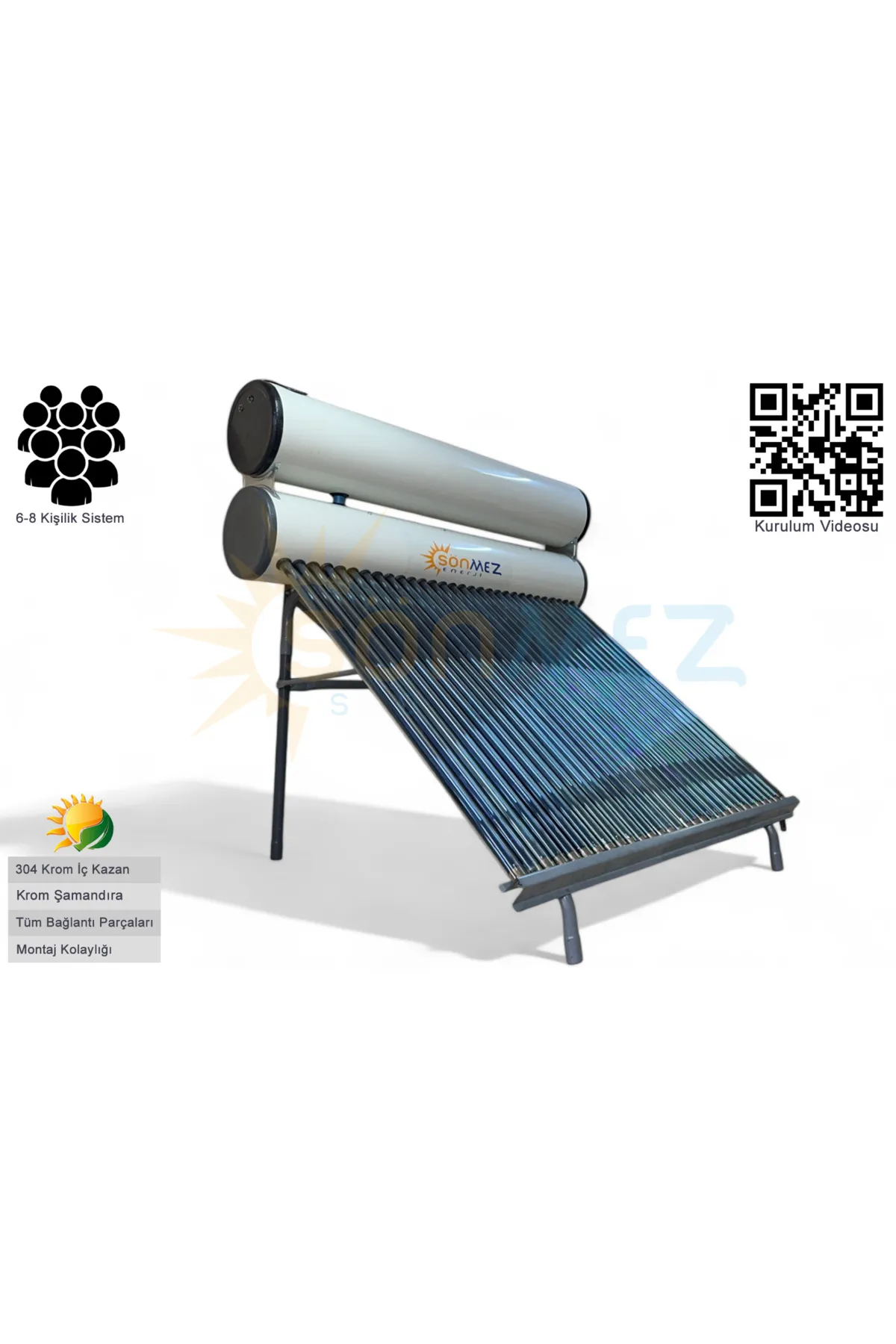 Sönmez Solar Enerji 36x Vakum Tüplü Güneş Enerji Sıcak Su Sistemi (İZOLASYONLU)